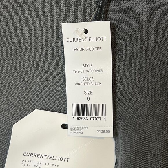 Current/Elliott Shirt Womens 0 Washed Gray The Draped Tee Made USA Twist Front - Picture 4 of 13